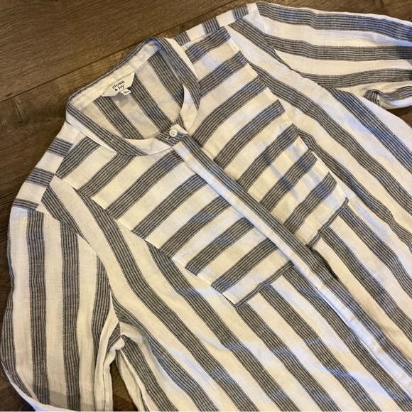Crown & Ivy Womens Blouse Top Size L Large Striped Casual - Picture 2 of 6